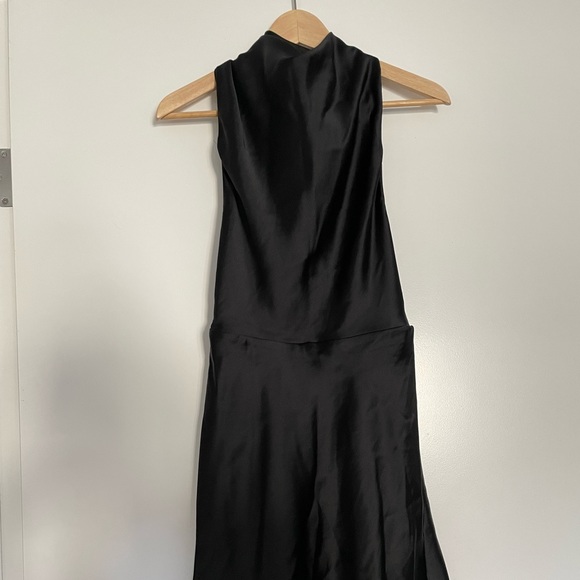 Zara Black Draped Satin Effect Dress - Picture 4 of 6